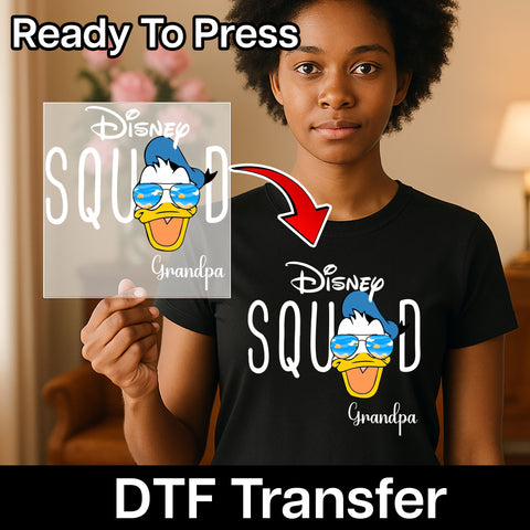 Cute Disney Squad Grandpa DTF Transfer Iron-On Vacation Family Theme Pop Culture Apparel Ready to Press
