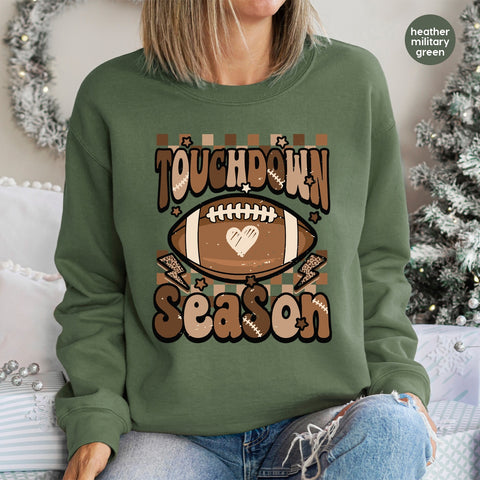 Retro Football Touchdown Season DTF Transfer for Family Apparel & Sports Fans, Game Day Shirts & Cute Tailgate Outfits
