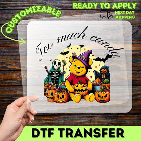 Cute Halloween Bear DTF Transfer for Family Apparel - Ready to Press Iron-On for Funny Halloween Shirts
