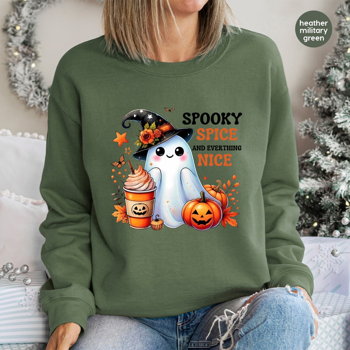 Cute Halloween Ghost Iron-On DTF Transfer for Pumpkin Spice Lovers Apparel & Fall Festival Fun