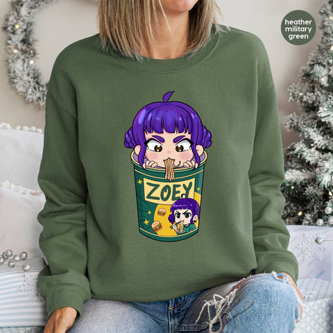 Cute Anime Chibi Noodle DTF Transfer | Funny Ramen Iron-On for Foodie & Anime Fans | Ready To Press Apparel Design
