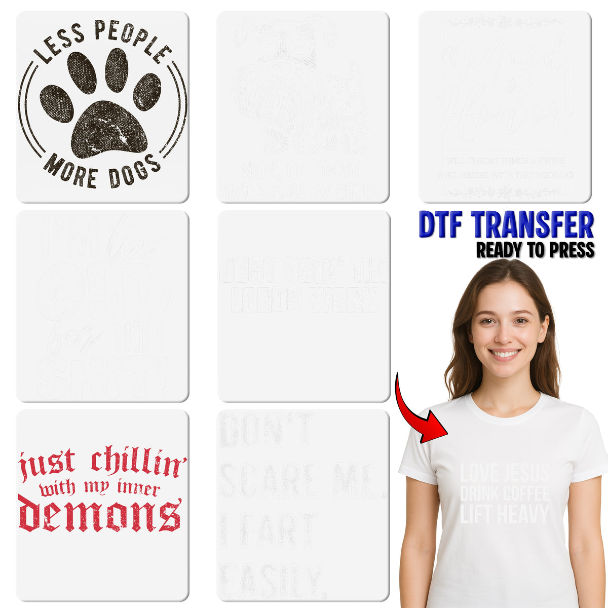 Iron-On Christian Fitness Coffee & Weightlifting DTF Transfer for Gym Enthusiasts Apparel T-shirt Ready to Press
