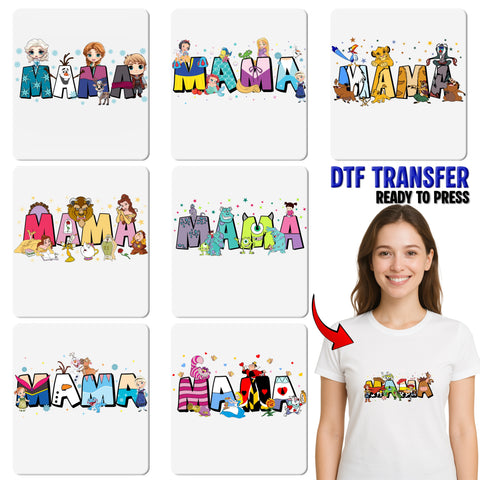 Cute Fairy Tale Mama DTF Transfer Ready To Press Iron-On for Whimsical Mothers Day T-Shirt or Family Celebration Apparel