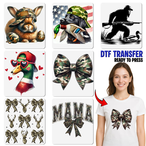 Camouflage Deer Dad DTF Transfer Ready to Press Father's Day Nature Wildlife T-shirt Iron-On Gift