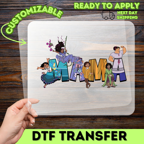 Family Celebration Cute Mama DTF Transfer for Magical Realism Film Fans & Colorful Apparel - Ready To Press Iron-On Design