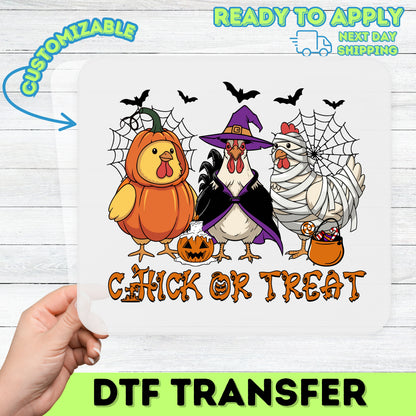Funny Halloween Chicken Costume DTF Transfer Iron-On for Family & Friend Group T-shirt Ready To Press