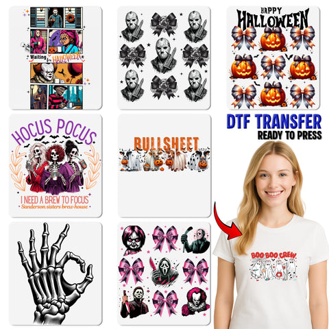 Horror Slasher Halloween DTF Transfer for Gothic Apparel & Cosplay - Ready to Press Iron-On for Dark T-Shirt or Sweatshirt