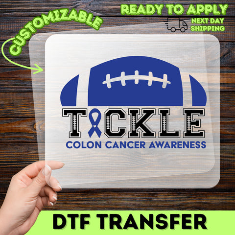 Colon Cancer Awareness Football Ready To Press DTF Transfer for Shirts & Sweatshirts - Support Health & Team Spirit Apparel