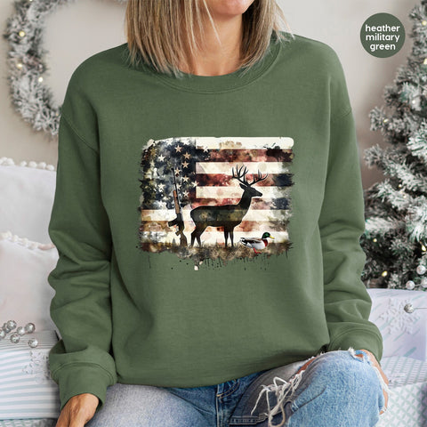 Patriotic Hunting DTF Transfer Iron-On Ready To Press for T-shirt Sweatshirt Outdoor Enthusiasts Hunting Season