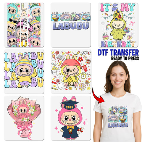 Cute Kawaii Cartoon Animal DTF Transfer Iron-On for Kids T-Shirt & Hoodie, Ready to Press Playful Design, Perfect for Group Costumes