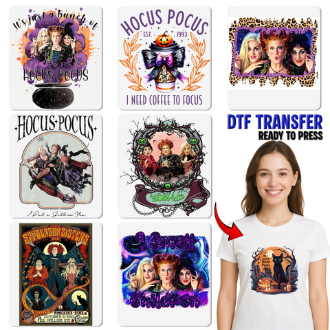 Iron-On Halloween DTF Transfer Witch Theme Cute Spell Apparel For Parties & Group Fun