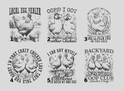 Local Egg Dealer Funny Rustic Farm Chicken DTF Transfer for T-Shirts & Apparel - Ready to Press Iron-On for Farm Enthusiasts