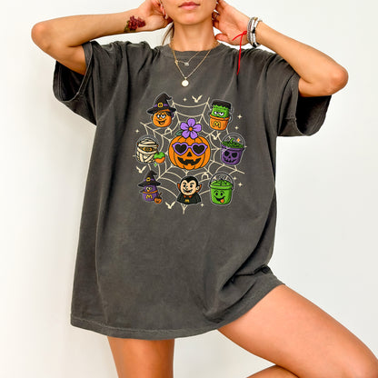 Cute Halloween Cartoon Characters DTF Transfer for Family & Kids Apparel - Ready To Press Iron-On Spooky Fun for T-Shirts & Hoodies