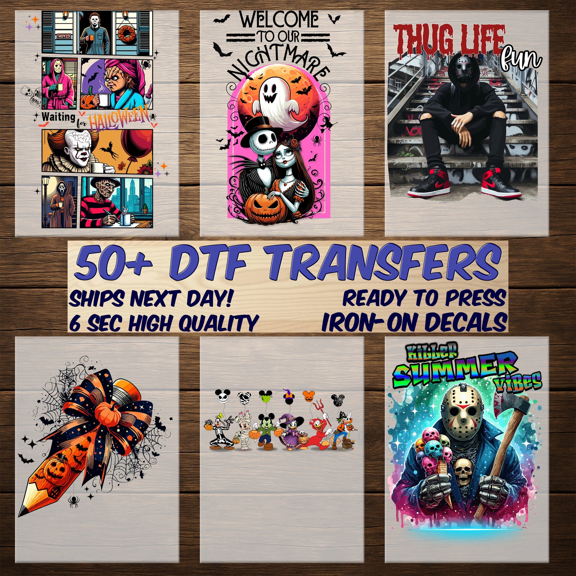 Scary Clown Halloween Iron-On DTF Transfer Funny Gothic Horror Movie Fan Apparel for Adults & Teen Party T-shirt