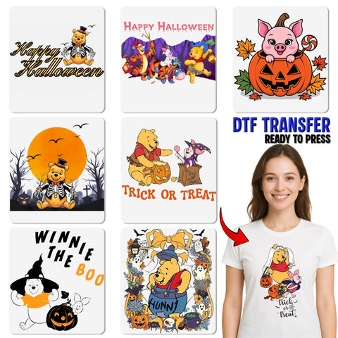 Cute Halloween Bear DTF Transfer for Family Apparel - Ready to Press Iron-On for Funny Halloween Shirts