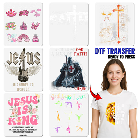 Faith Over Fear Inspirational DTF Transfer for Christian Apparel, Ready to Press, Retro Religious Shirt Design for Church Group Events