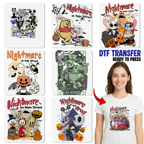 Cute Halloween Ghost Costume DTF Transfer Iron-On Tee for Family & Friends Attire - Playful Retro Nightmare Design