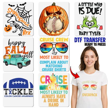 Funny Halloween Pumpkin Humor DTF Transfer - Iron-On Ready To Press for Adult Halloween Party Tees