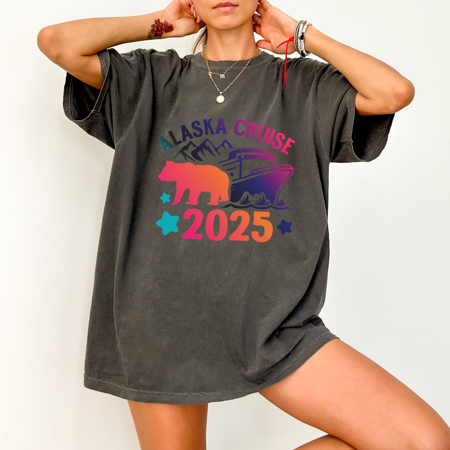 Alaska Cruise 2025 DTF Transfer | Adventure Bear Iron-On Ready To Press | Vacation Family T-Shirt Apparel | Nature Lovers