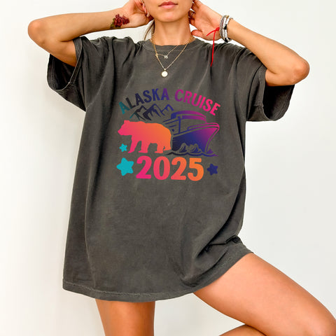 Alaska Cruise 2025 DTF Transfer | Adventure Bear Iron-On Ready To Press | Vacation Family T-Shirt Apparel | Nature Lovers