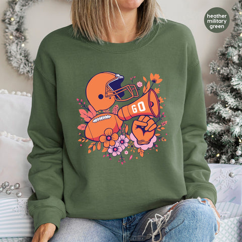 Cute Football Celebration DTF Transfer | Retro Floral SporTshirt Ready To Press | Go Team Spirit for Football Fans & Cheerleaders