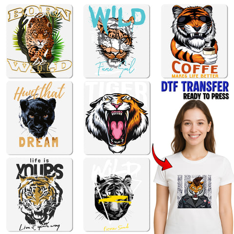 Empowering Tiger Face Motivational DTF Transfer Iron-On Ready To Press for Fitness & Sports Apparel