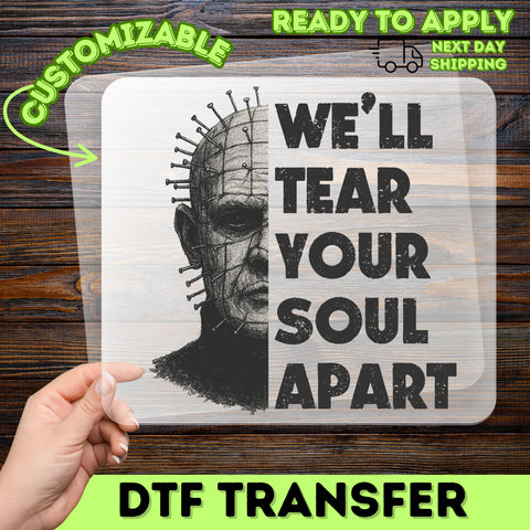 Edgy Halloween Horror Character DTF Transfer Shirt - We'll Tear Your Soul Apart - Ready To Press for Gothic Apparel