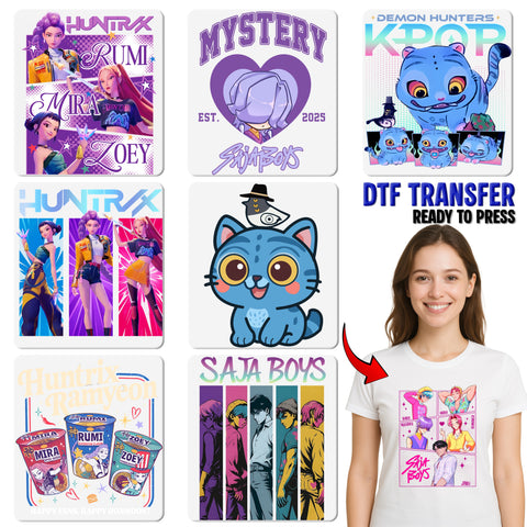 Anime Inspired Fun Group DTF Transfer for Teen Shirt Ready To Press Vibrant Modern Manga Style Apparel