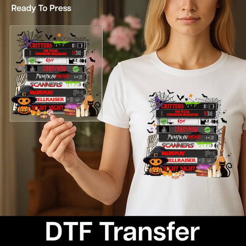 Retro Halloween VHS DTF Transfer - Nostalgic Horror Movie Iron-On for 80s & 90s Fans, Ready to Press Apparel