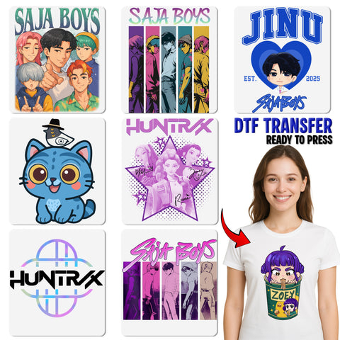 Cute Blue Cat & Bird Hat DTF Transfer for Kids & Family Apparel, Ready to Press Iron-On for Animal Lovers, Matching Event Shirts