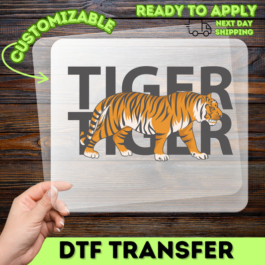 Retro Tiger DTF Transfer Iron-On for Wildlife Enthusiasts, Ready to Press Jungle Animal T-Shirt, School Mascot Apparel