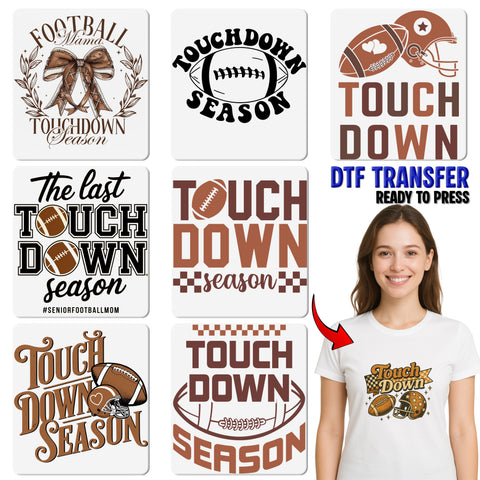 Football Fall Vibes DTF Transfer for Game Day Apparel & Tailgate T-Shirts - Ready to Press Retro Touchdown Season Design