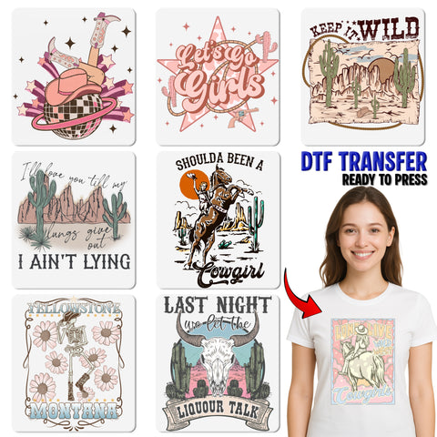 Disco Cowgirl DTF Transfer Cute Iron-On for Bachelorette Party & Festival Outfits, Ready To Press Western Theme Apparel