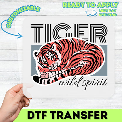 Vintage Resting Tiger DTF Transfer for Animal Lover Apparel - Ready To Press Wildlife Design for T-Shirts and Hoodies