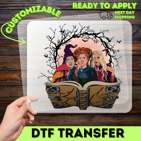 Funny Halloween Witch Trio DTF Transfer for Spooky Season Apparel, Ready to Press Iron-On for Halloween Party Shirts