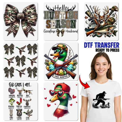 Outdoor Adventure Deer & Fish Realistic Hunting DTF Transfer for Hunting & Fishing Club Shirts & Apparel