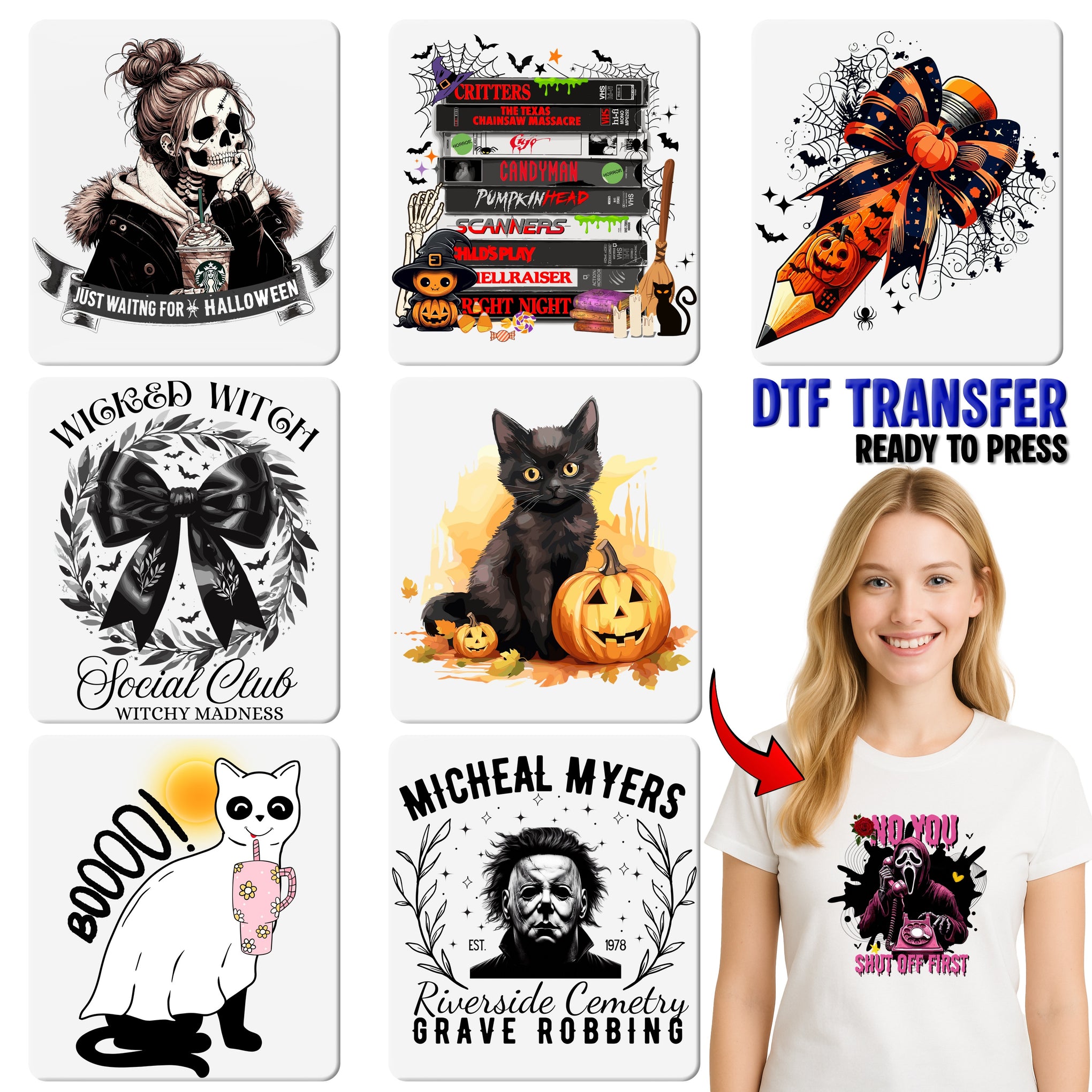 Vintage Horror Movie Spooky Halloween DTF Transfer for T-Shirt & Sweatshirt Elm Street Fans