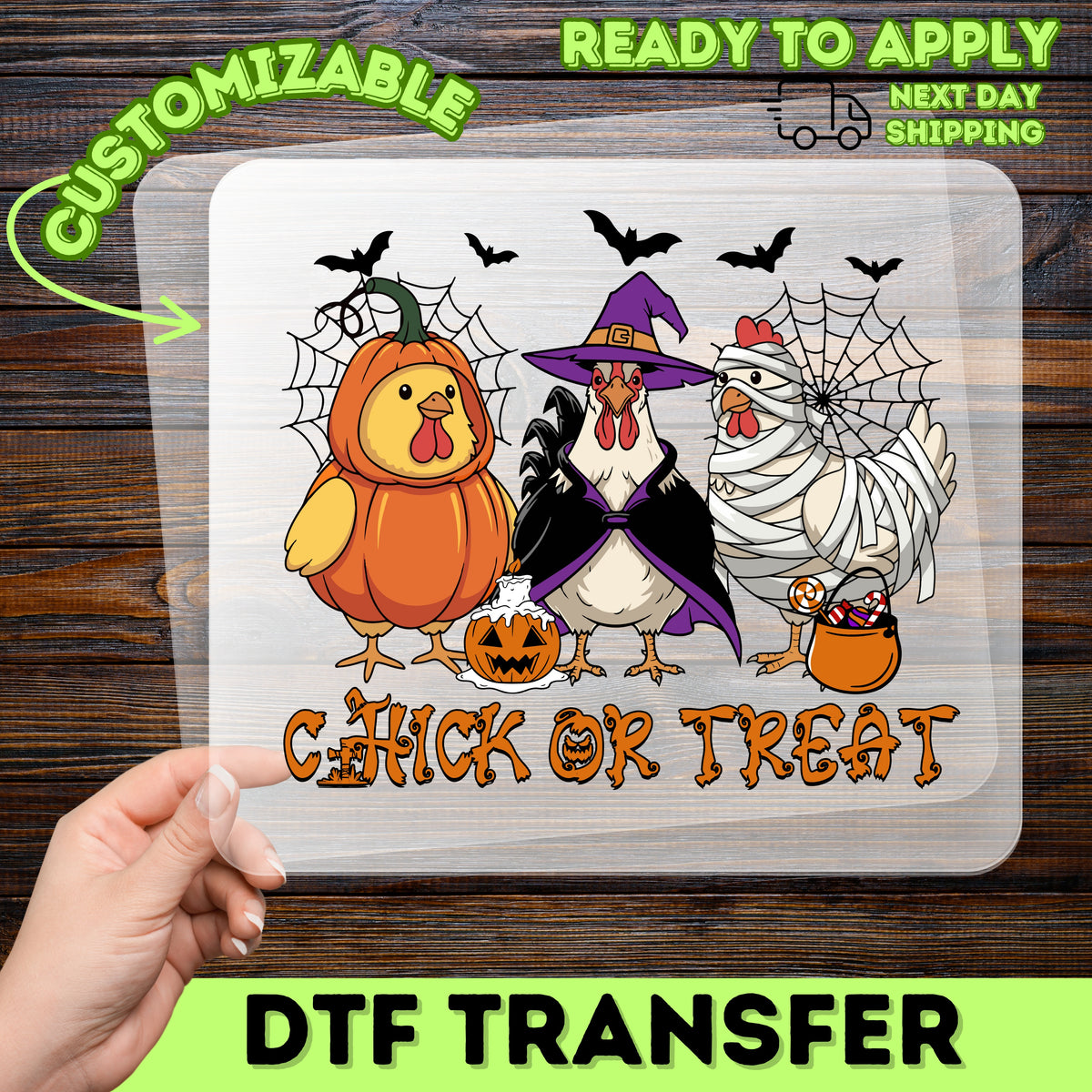 Funny Halloween Chicken Costume DTF Transfer Iron-On for Family & Friend Group T-shirt Ready To Press
