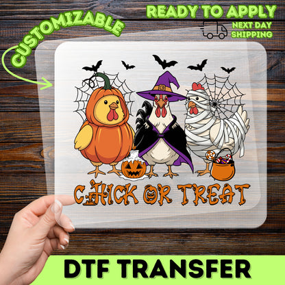 Funny Halloween Chicken Costume DTF Transfer Iron-On for Family & Friend Group T-shirt Ready To Press
