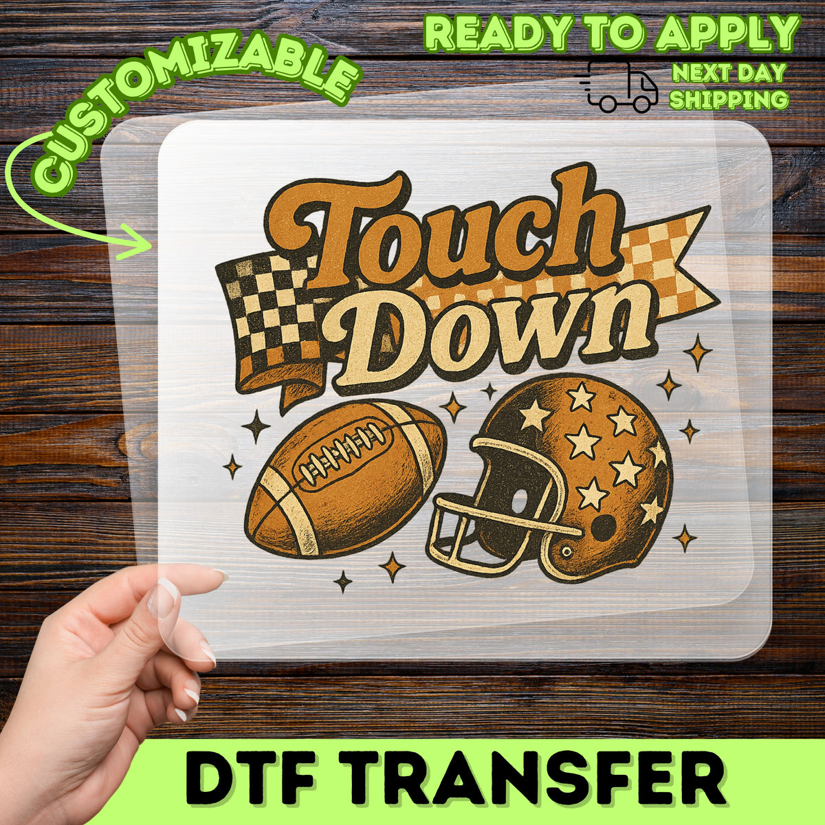 Retro Touchdown Football Celebration DTF Transfer for Game Day T-shirt, Ready To Press Vintage Sports Fan Apparel, Fun Tailgate Party Gift