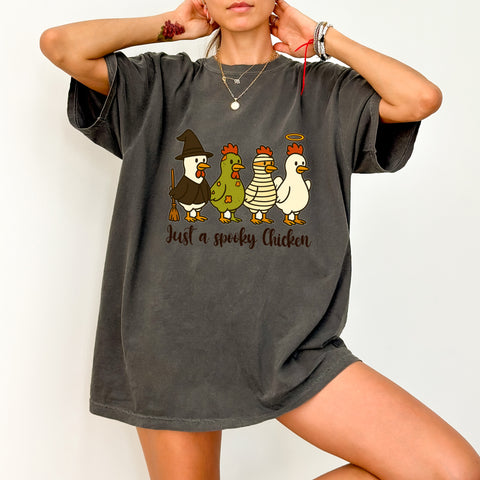 Funny Halloween Farm Animal DTF Transfer for T-shirt with Witch, Zombie, Mummy Chickens & More Humor