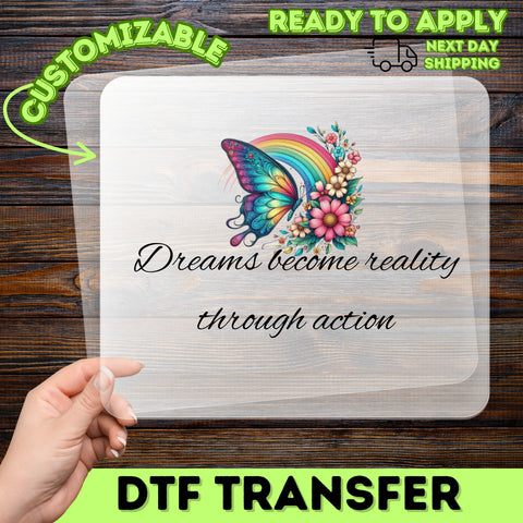 Nature Lover Boho Butterfly & Rainbow DTF Transfer for T-shirt - Cute & Uplifting Ready to Press Iron-On