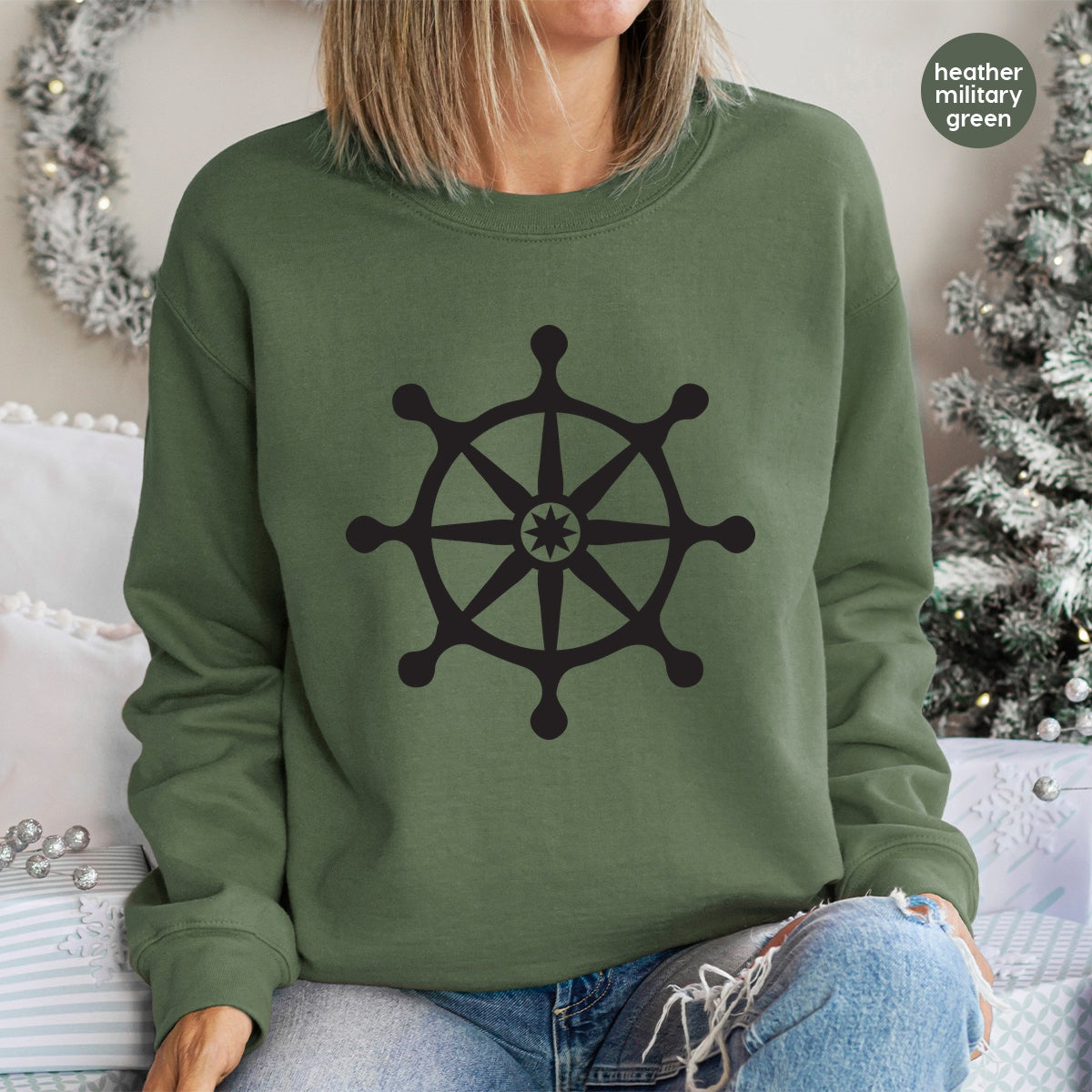 Vintage Nautical DTF Transfer - Cute Ship Wheel Design Ready to Press for Beach Vacation Group T-Shirts & Apparel
