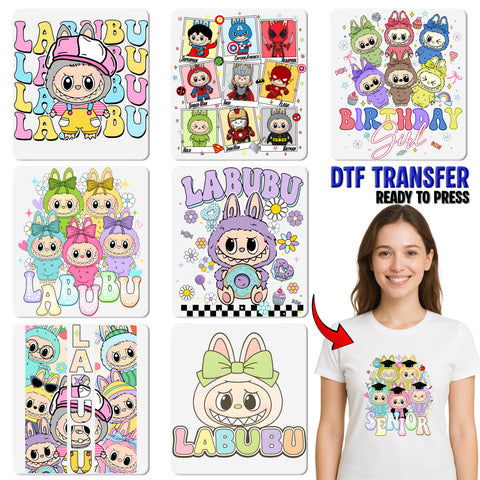 Cute Kawaii Anime Character DTF Transfer, Ready To Press Mint Green Cartoon Shirt, Perfect for Parties & Youth Group Apparel
