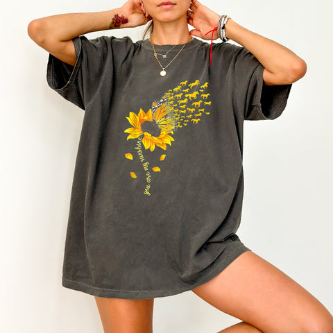 Inspirational Butterfly & Sunflower DTF Transfer for T-Shirt, Uplifting Horse Silhouette Iron-On, Cute Nature Theme Apparel Gift