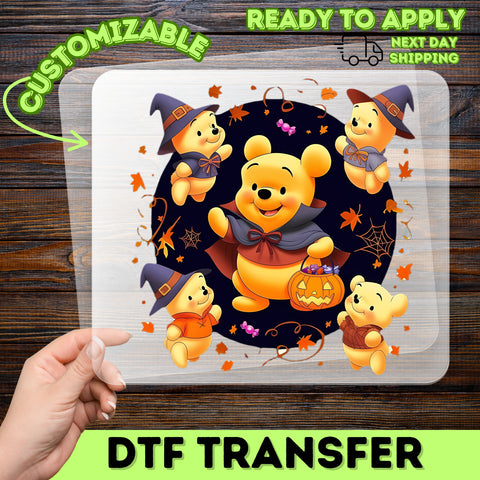 Cute Halloween Bears in Costume DTF Transfer for Family Shirts & Hoodies, Ready To Press Iron-On Fall Apparel for Kids