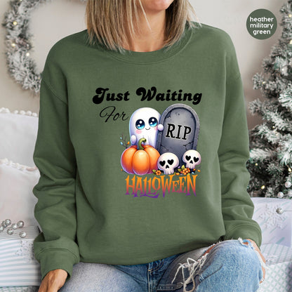 Cute Halloween Ghost & Pumpkin DTF Transfer - Ready to Press Iron-On for Family & Friends Shirts - Spooky Fun Apparel