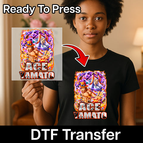 Energetic Anime DTF Transfer Ready to Press Vibrant Ace Yamato for T-shirts Anime Fan Apparel