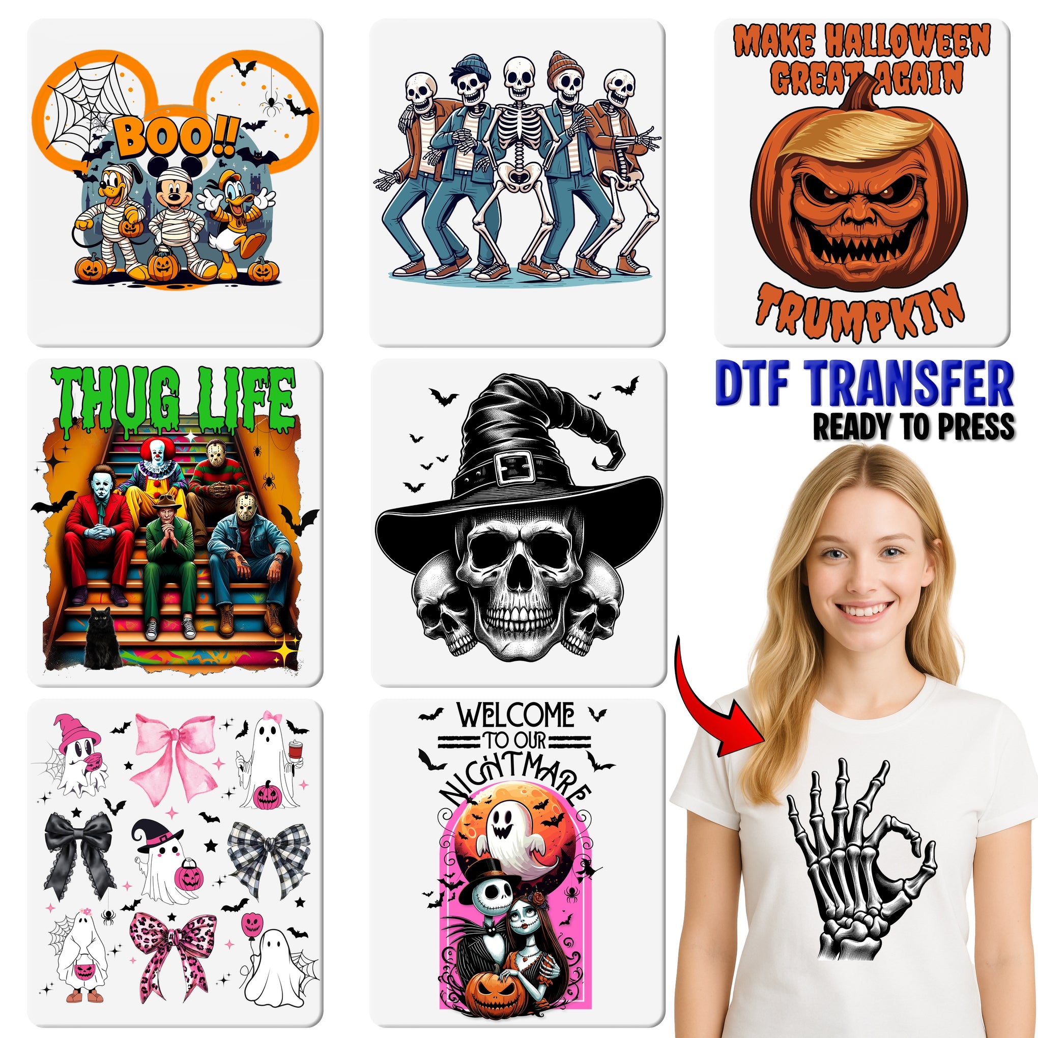 Cute Halloween Ghost Cat DTF Transfer for Cat Lover Shirts & Funny Holiday Apparel