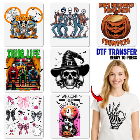 Cute Halloween Ghost Cat DTF Transfer for Cat Lover Shirts & Funny Holiday Apparel